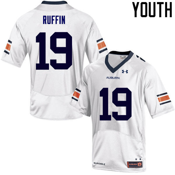 Auburn Tigers Youth Nick Ruffin #19 White Under Armour Stitched College NCAA Authentic Football Jersey PTM6474UM